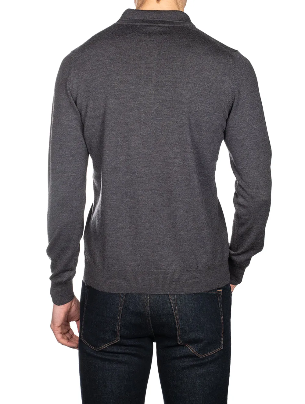 3 Button Longsleeve Polo Shirt Grey