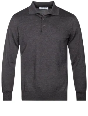 3 Button Longsleeve Polo Shirt Grey