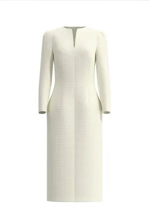 ACETATE JACQUARD DRESS IN APRICOT