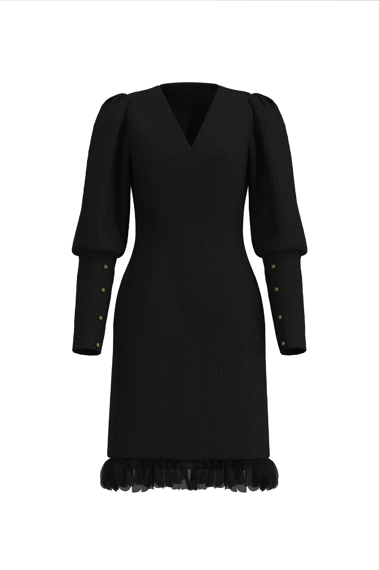 ACETATE JACQUARD DRESS IN BLACK