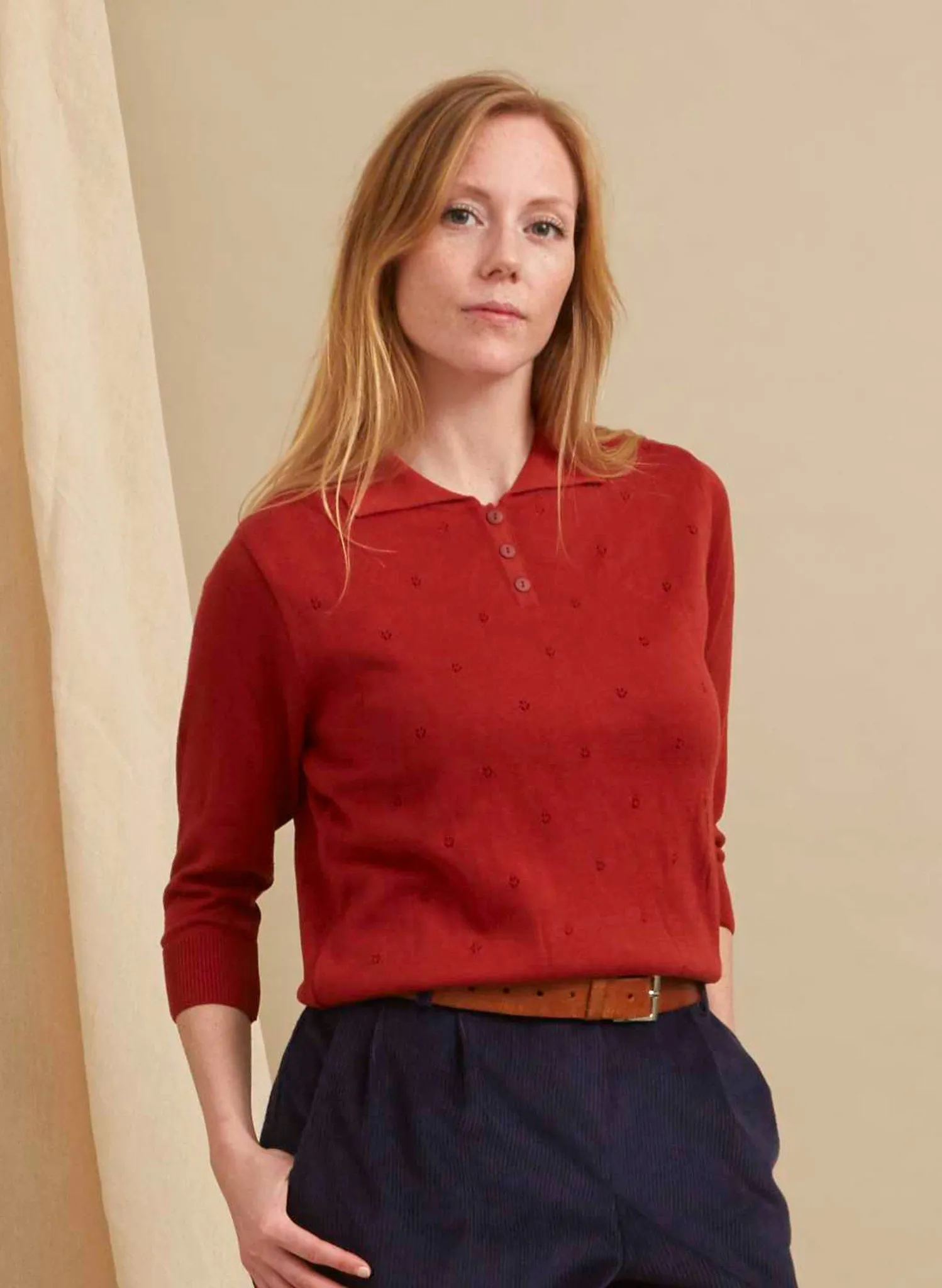 Aila Knitted Top - Rust Red