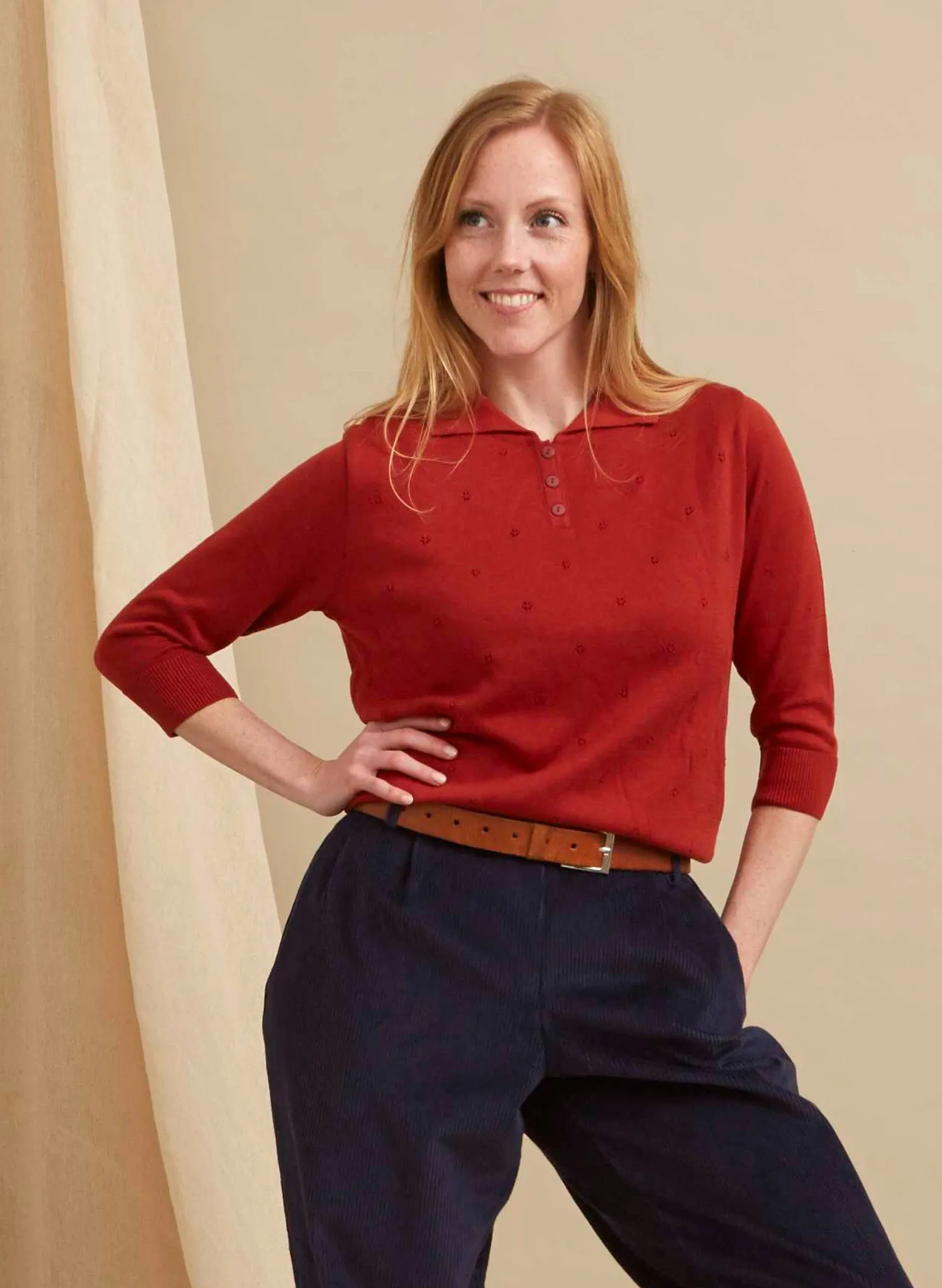Aila Knitted Top - Rust Red