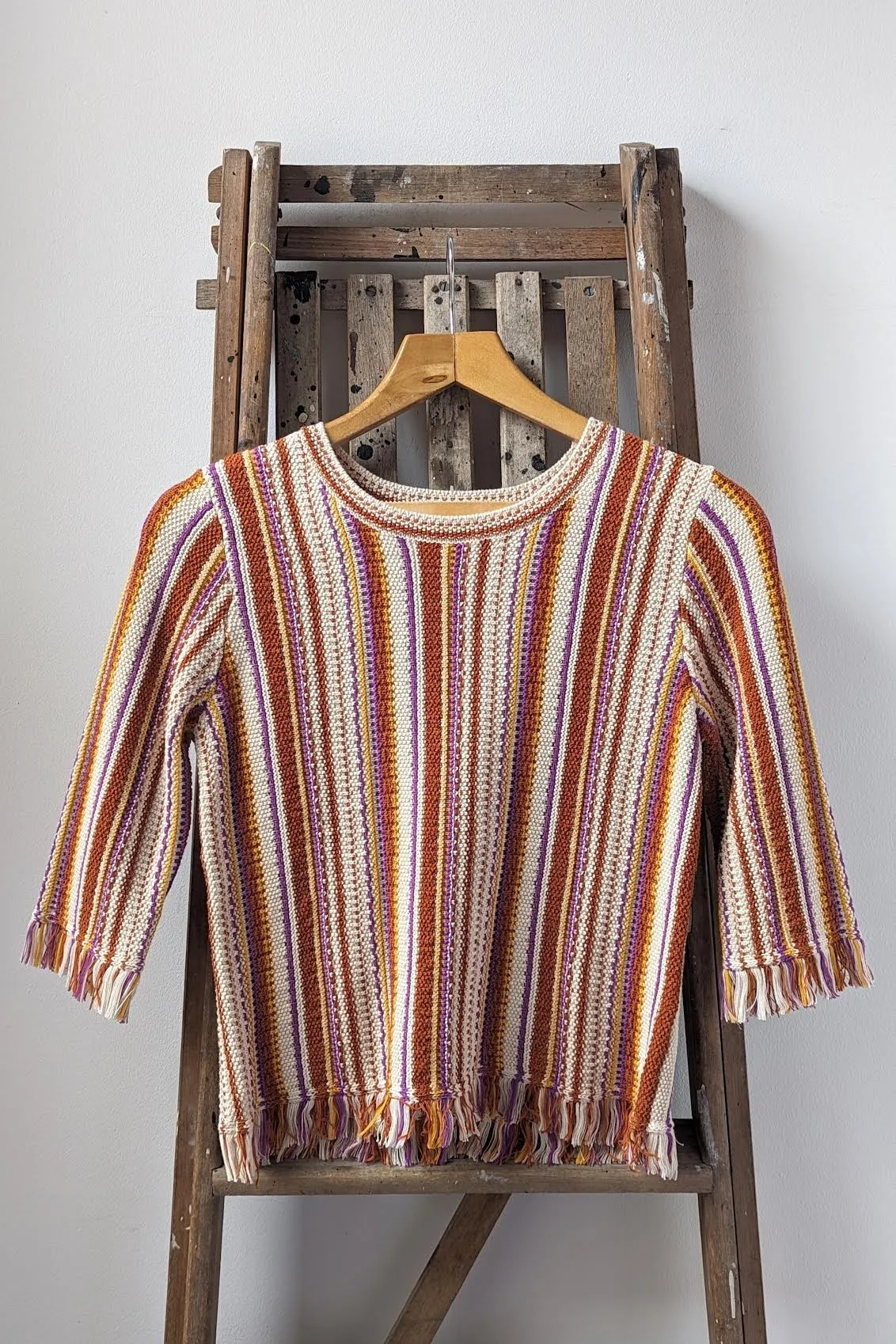 Amira Fringed Terracotta Stripe Top