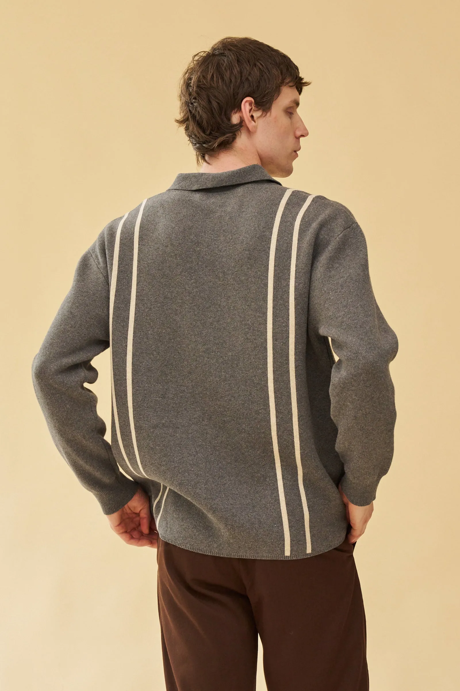 APRILE LS KNIT POLO - GREY