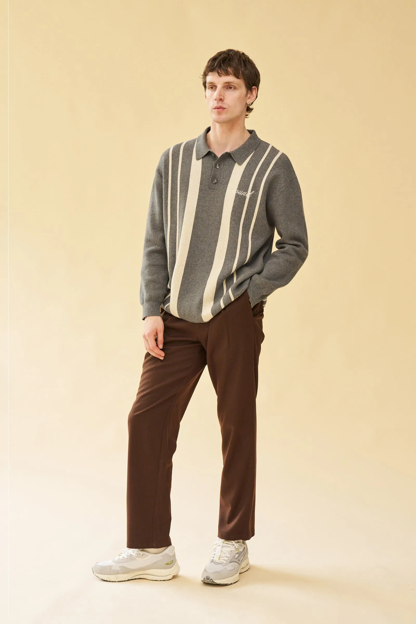 APRILE LS KNIT POLO - GREY