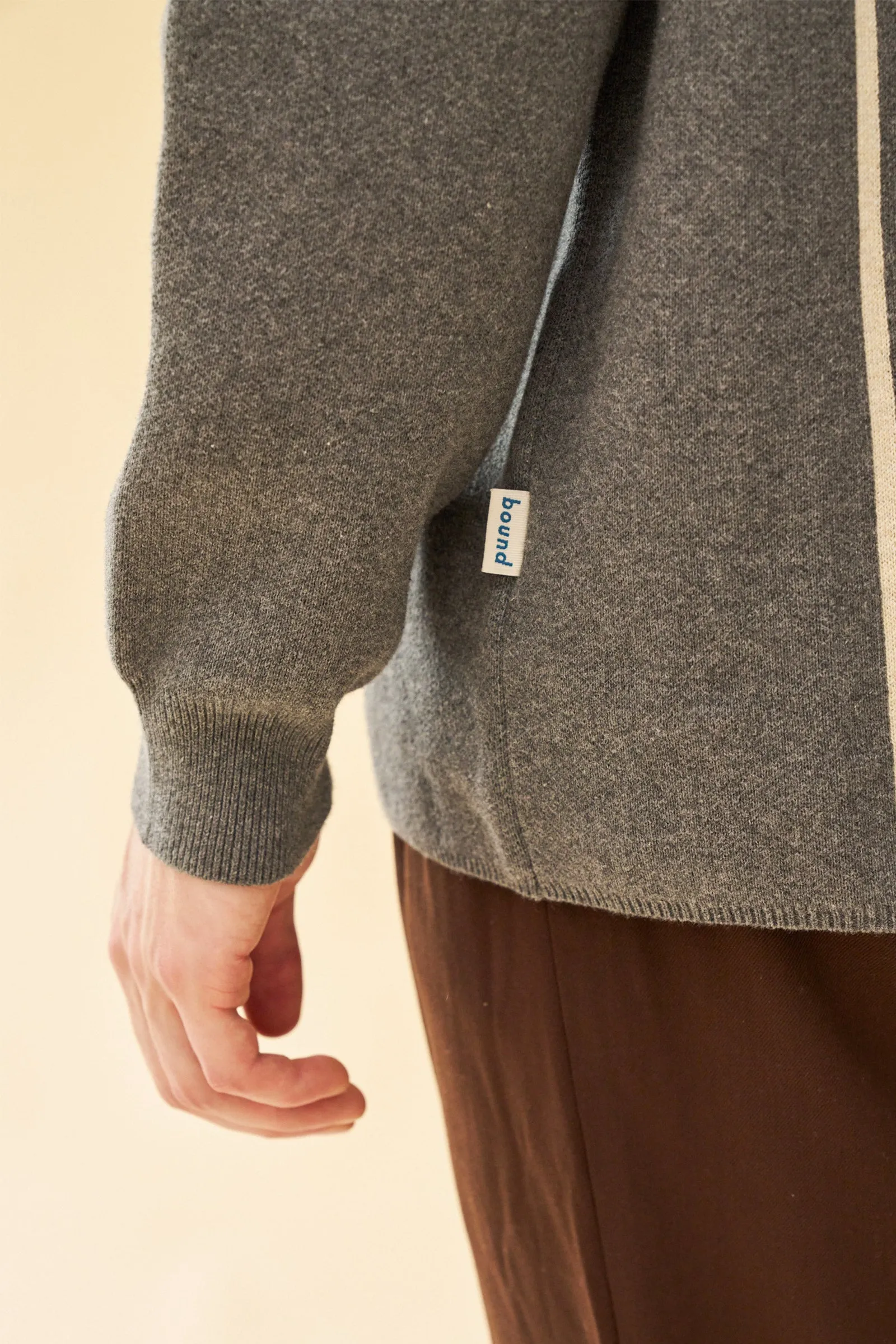APRILE LS KNIT POLO - GREY