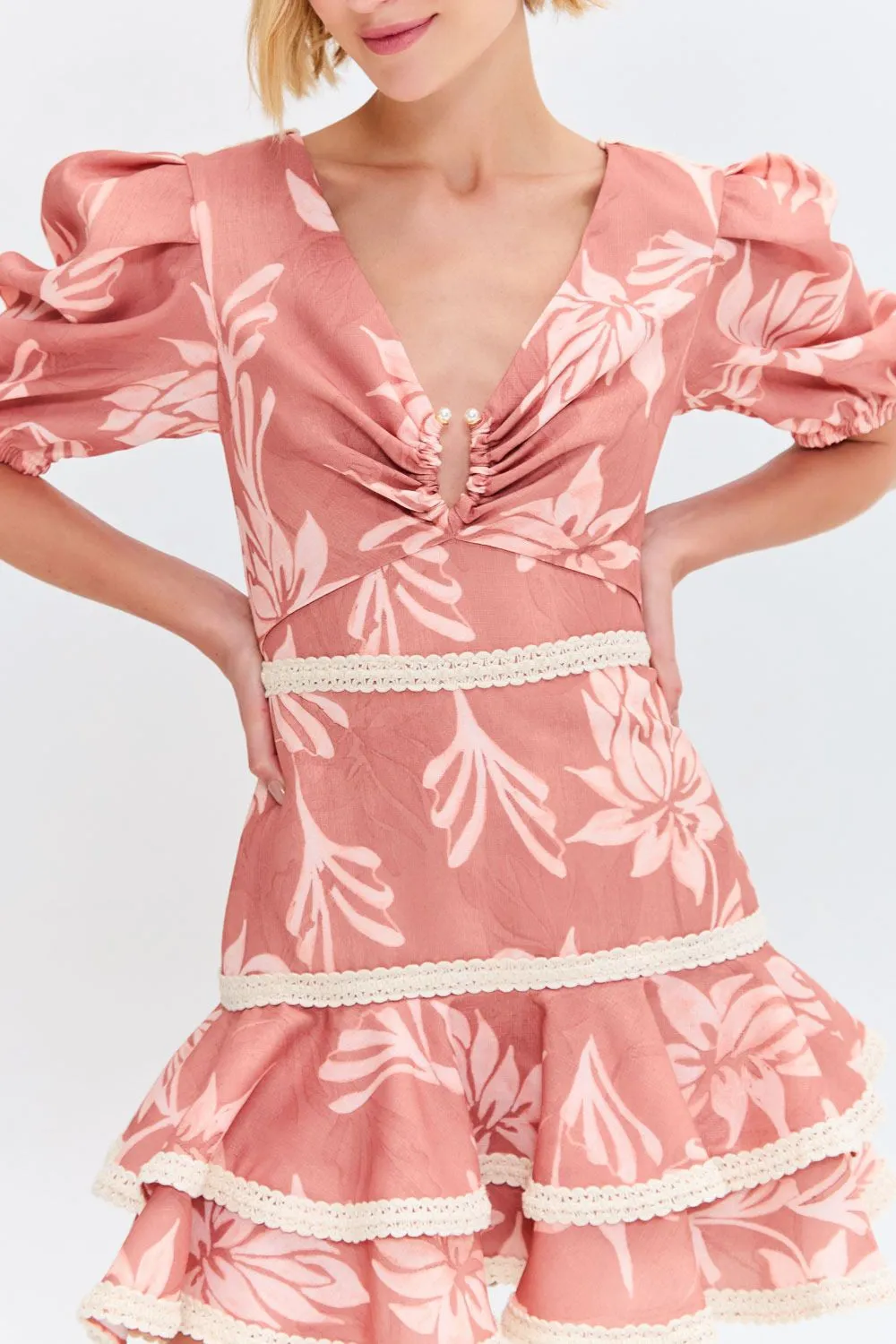 ARTICHOKE PUFF SLEEVE MINI DRESS