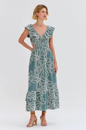 ASAS LINEN FLUTTER MIDI DRESS