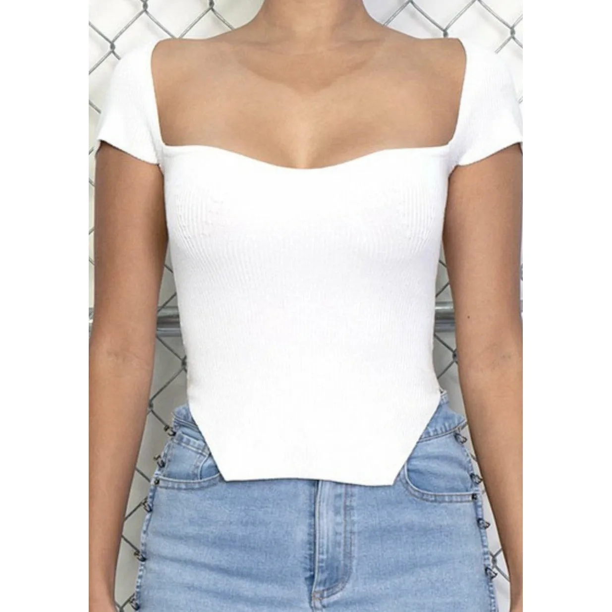 Asymmetric Hem Knit Top