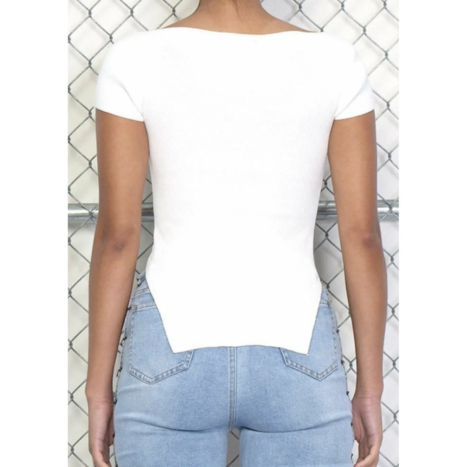 Asymmetric Hem Knit Top