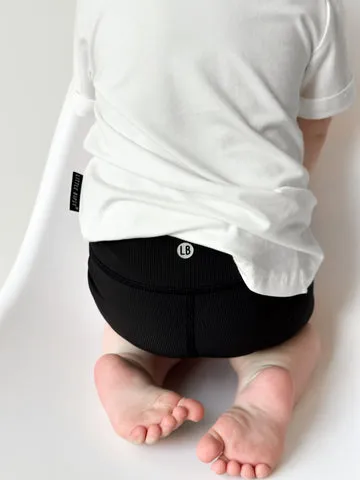 ATHLETIC RIBBED BIKER SHORT - BLACK