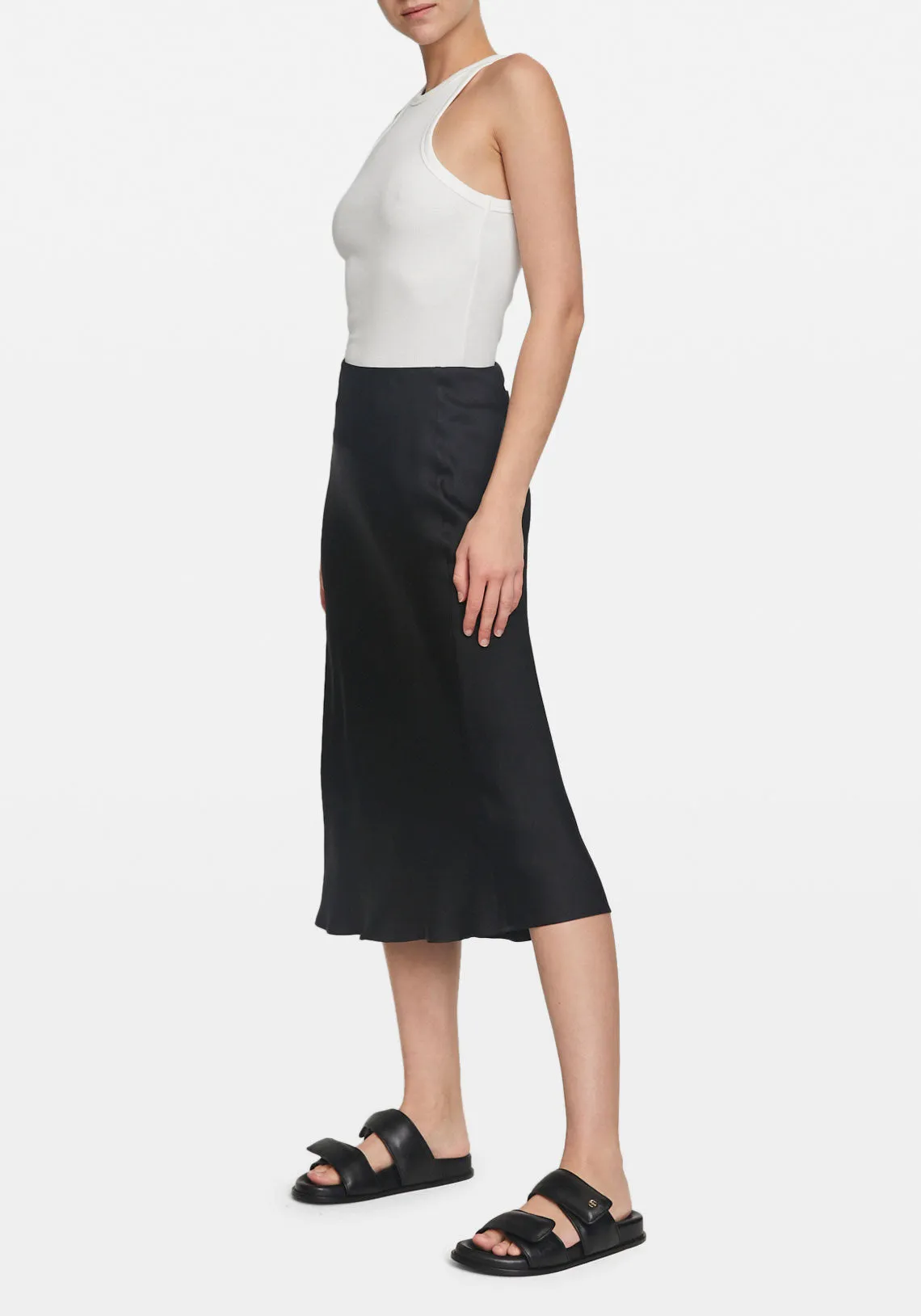 BAR SILK SKIRT BLACK