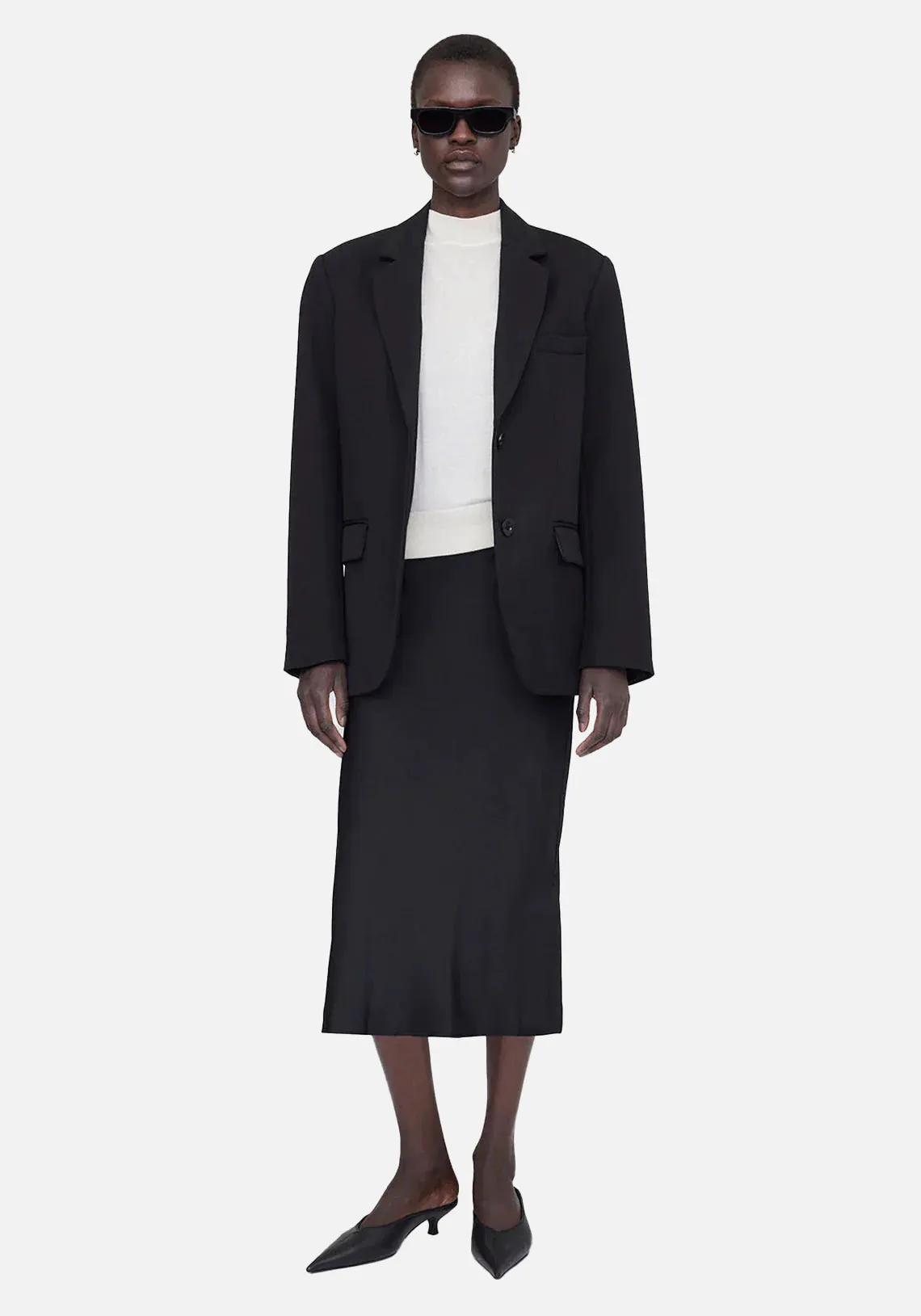 BAR SILK SKIRT BLACK