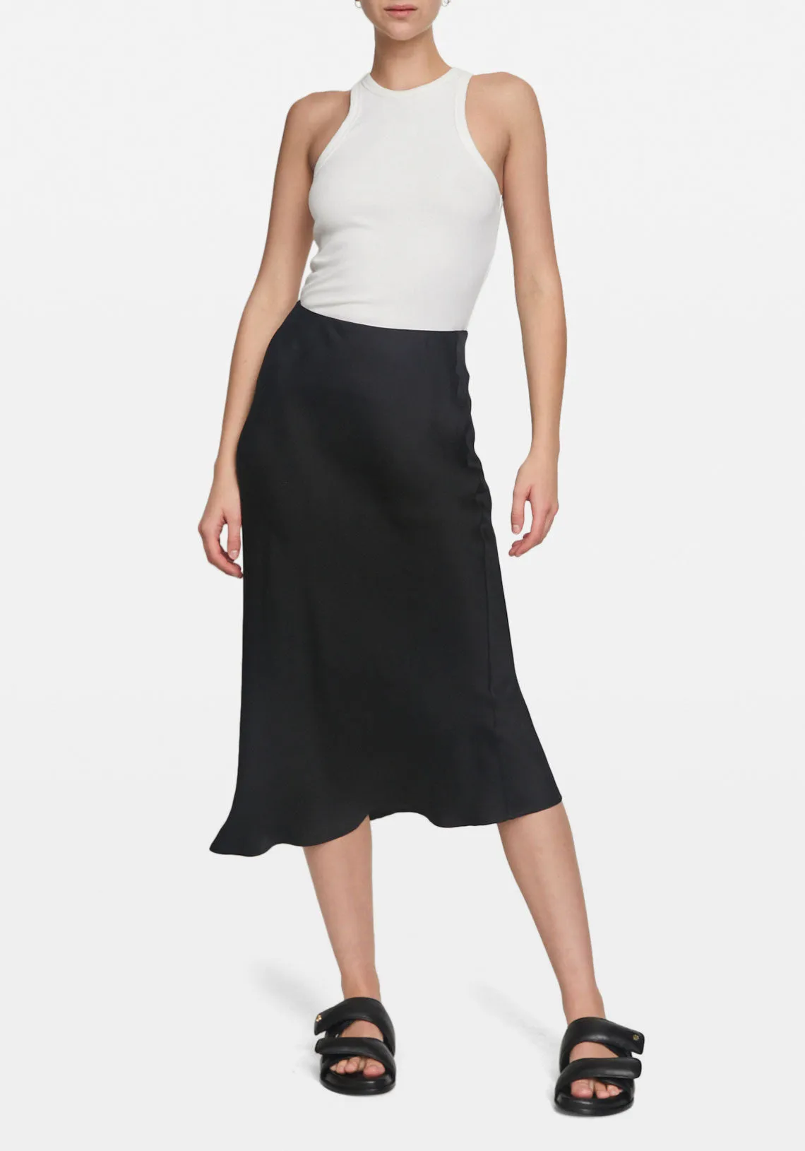 BAR SILK SKIRT BLACK