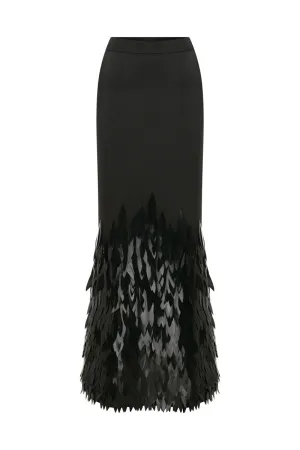 BLACK EMBELLISHED MERMAID MAXI SKIRT