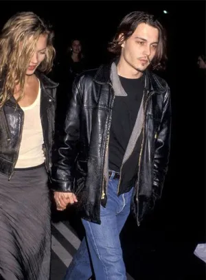 BLACK LEATHER JACKET WORN BY JOHNNY DEPP