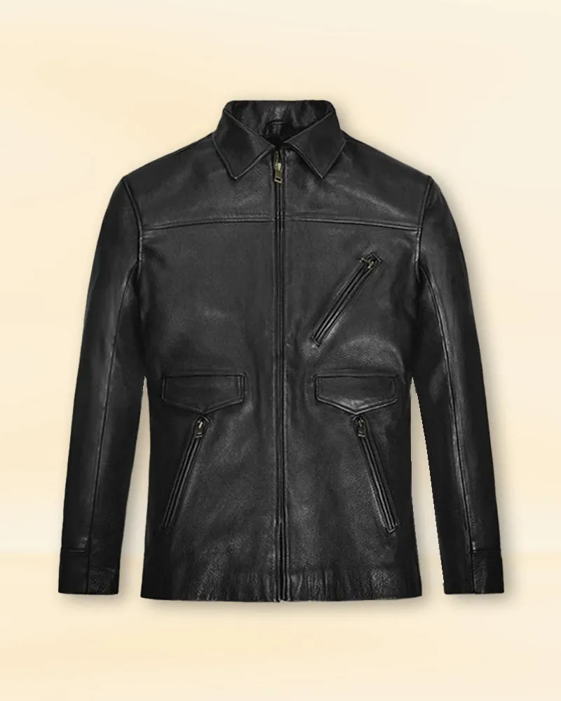 BLACK LEATHER JACKET WORN BY JOHNNY DEPP