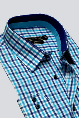 Blue Gingham Casual Milano Shirt