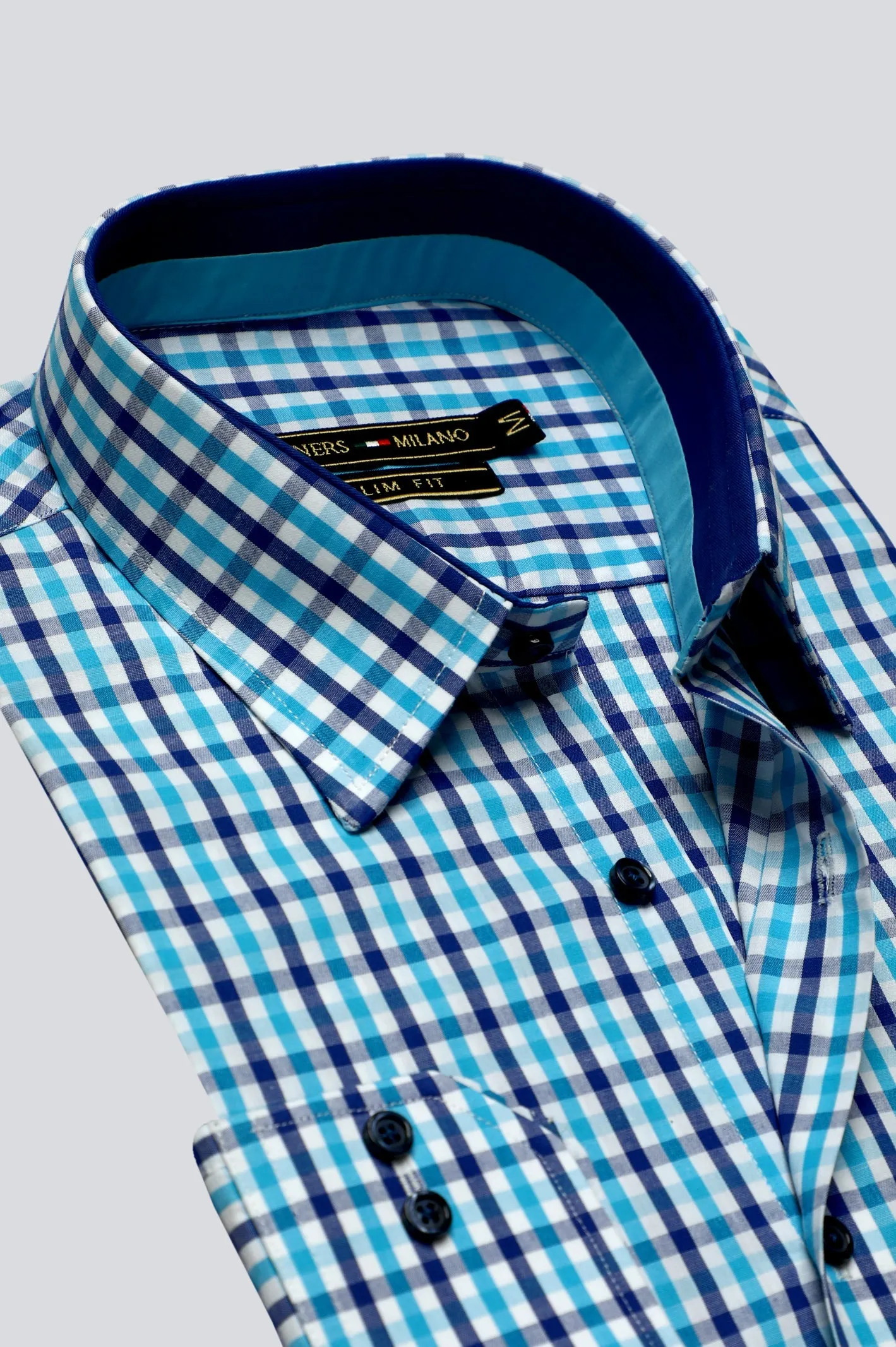 Blue Gingham Casual Milano Shirt