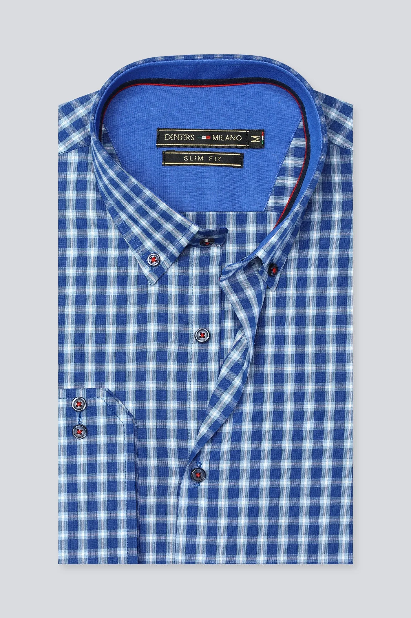 Blue Gingham Check Casual Milano Shirt
