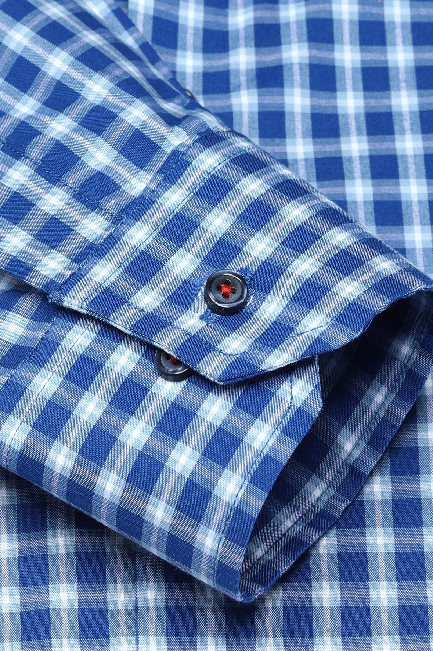 Blue Gingham Check Casual Milano Shirt