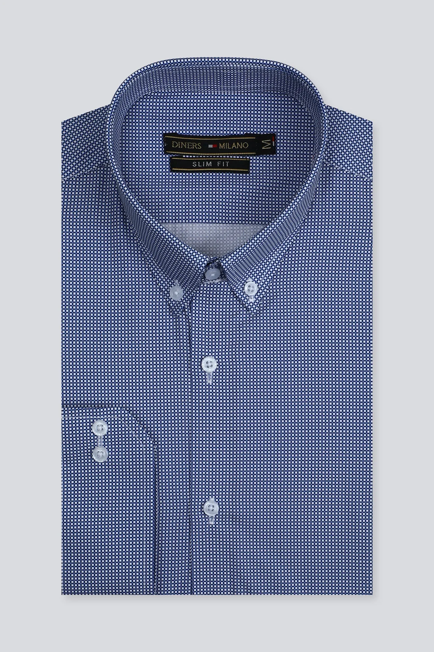 Blue Mini Check Casual Milano Shirt