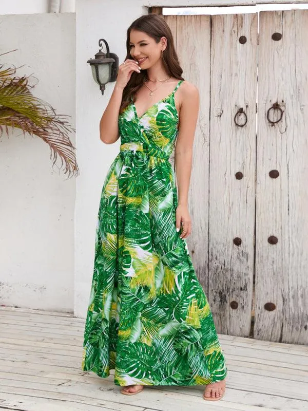 Bohemian Elegance V-Neck Maxi Dress