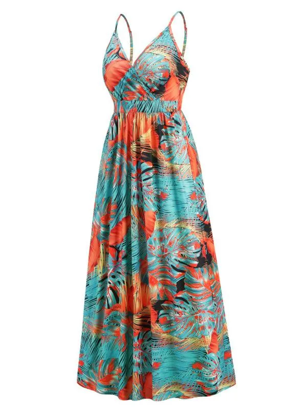 Bohemian Elegance V-Neck Maxi Dress