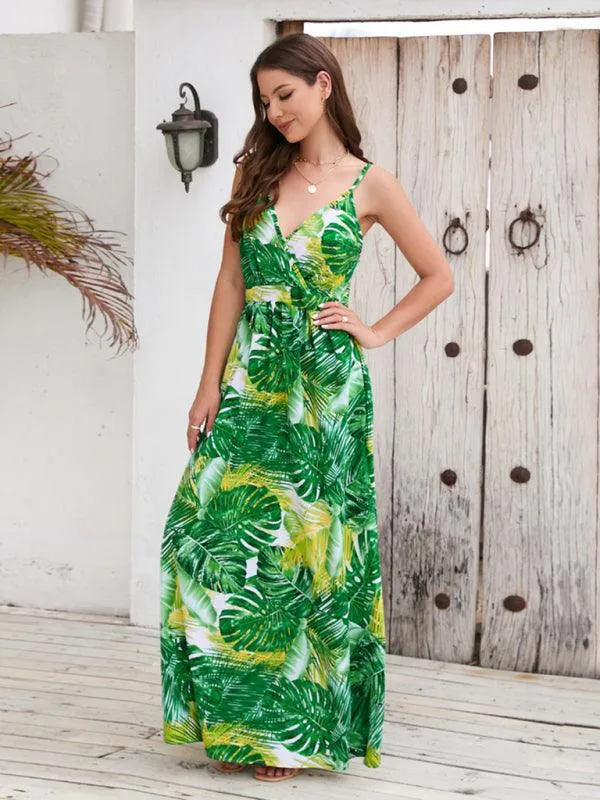 Bohemian Elegance V-Neck Maxi Dress