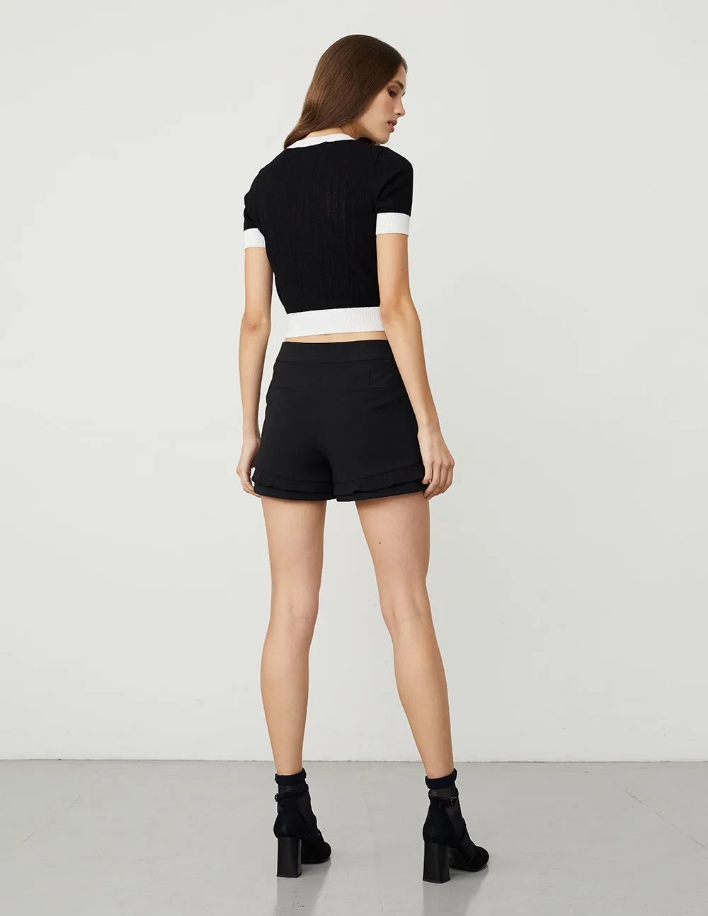 BORA AKSU Chic Ruffle Leg Slim Fit Shorts