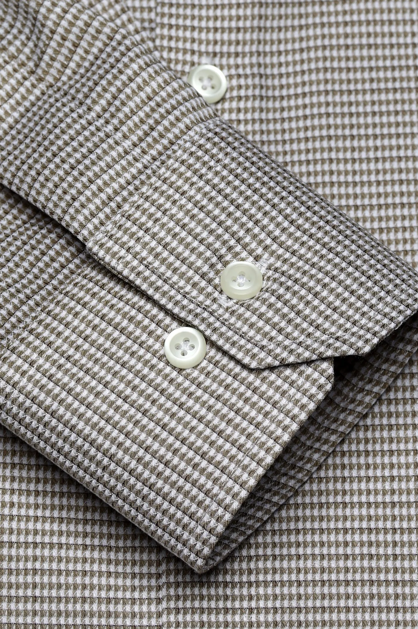 Brown Houndstooth Check Casual Milano Shirt