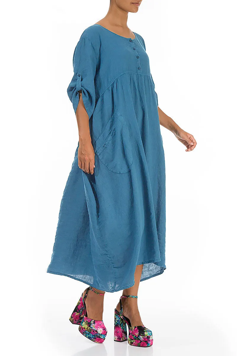 Buttoned Denim Linen Dress