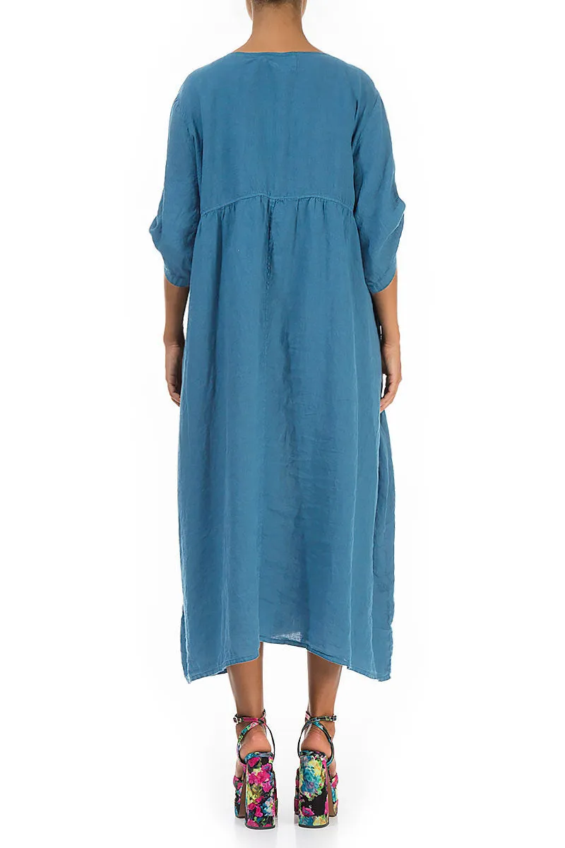 Buttoned Denim Linen Dress