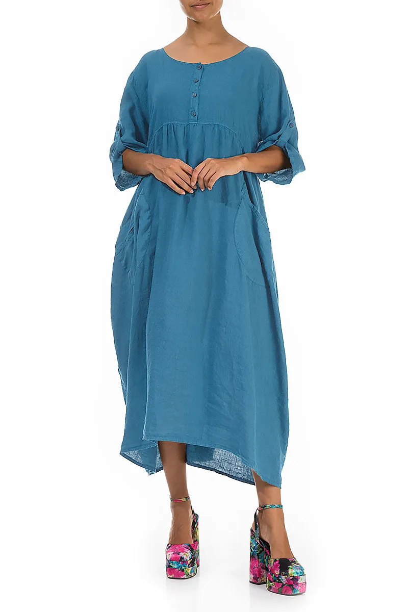 Buttoned Denim Linen Dress