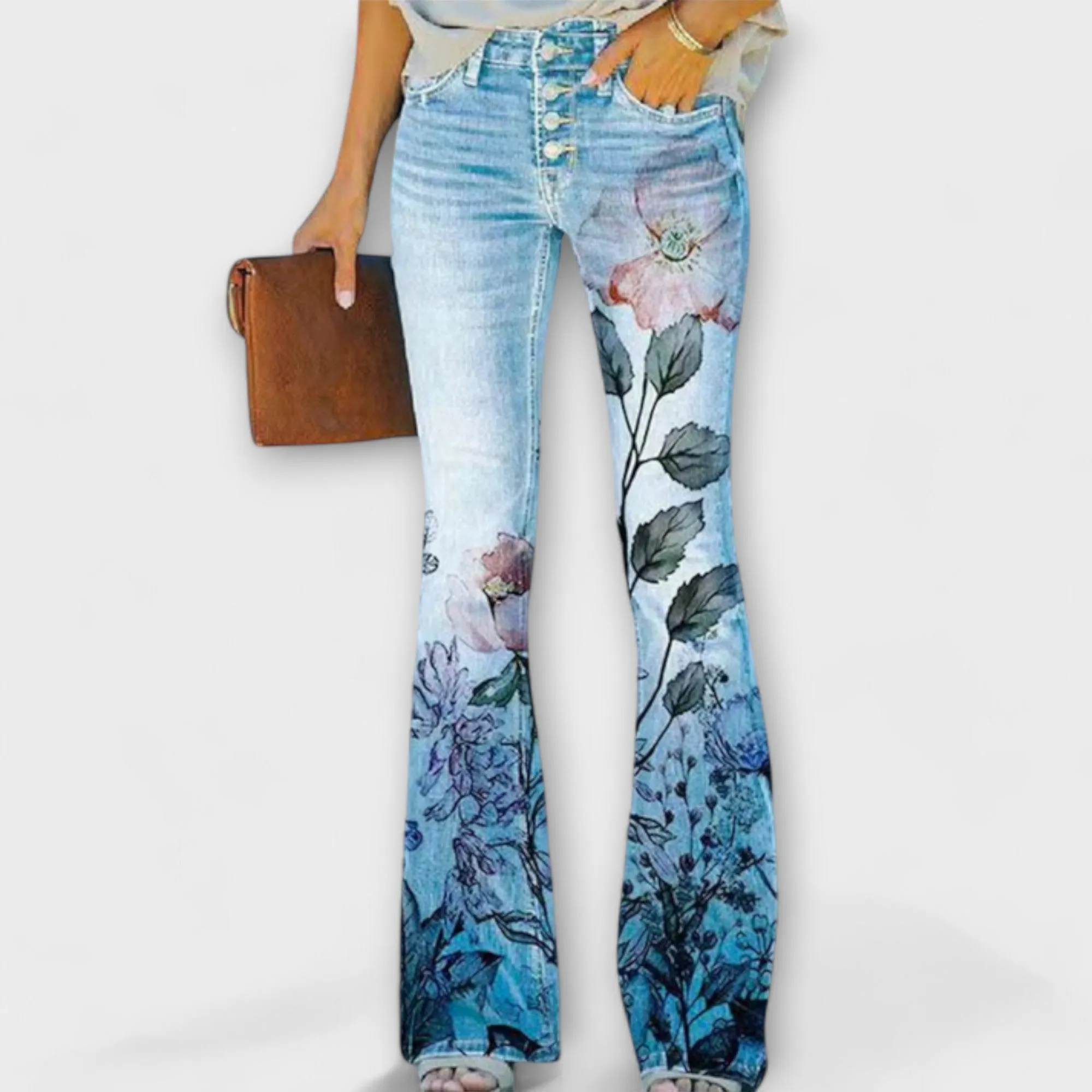 Buttoned Flared Trousers