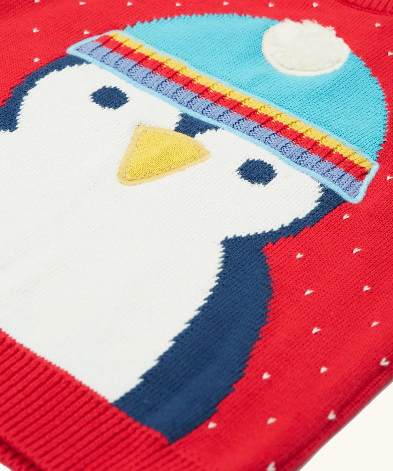 Caleb Character Knit Jumper - True Red/Penguin
