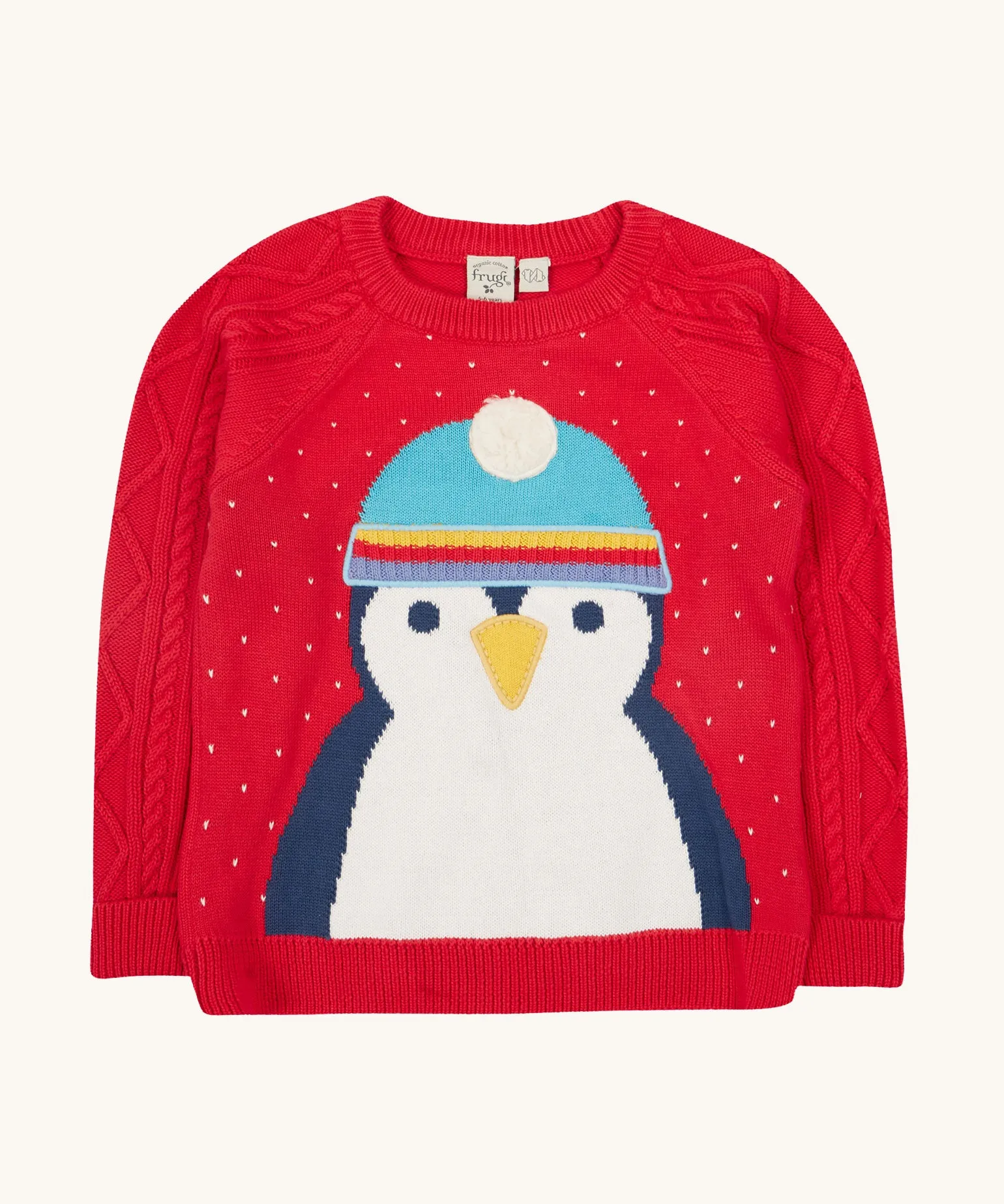Caleb Character Knit Jumper - True Red/Penguin