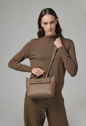 Choice High Round Neck Knitted Basic Blouse Khaki