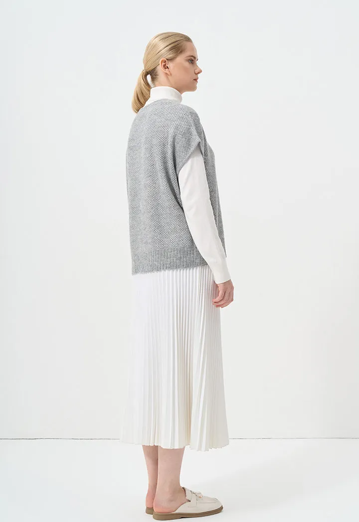 Choice Knitted Sleeveless Lurex Sweater Grey