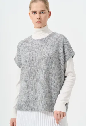 Choice Knitted Sleeveless Lurex Sweater Grey