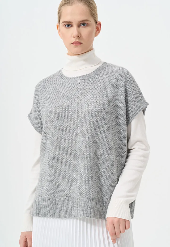 Choice Knitted Sleeveless Lurex Sweater Grey