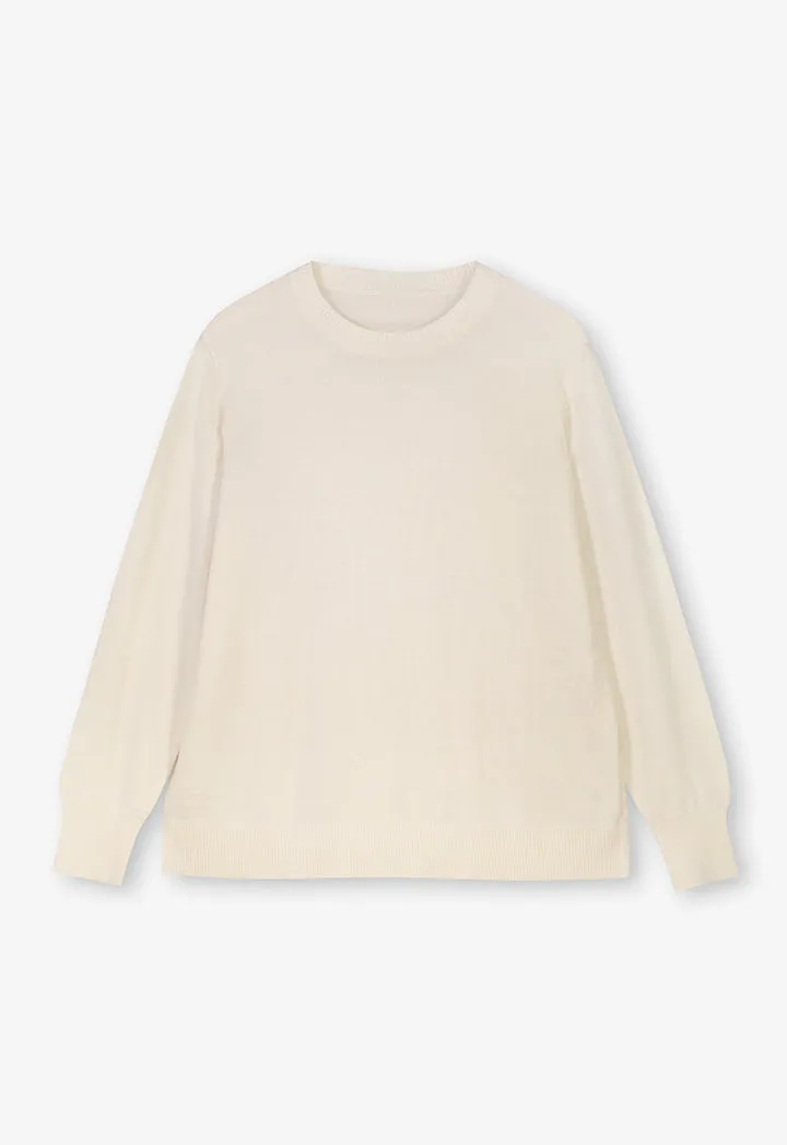 Choice Solid Long Sleeve Sweatshirt Cream