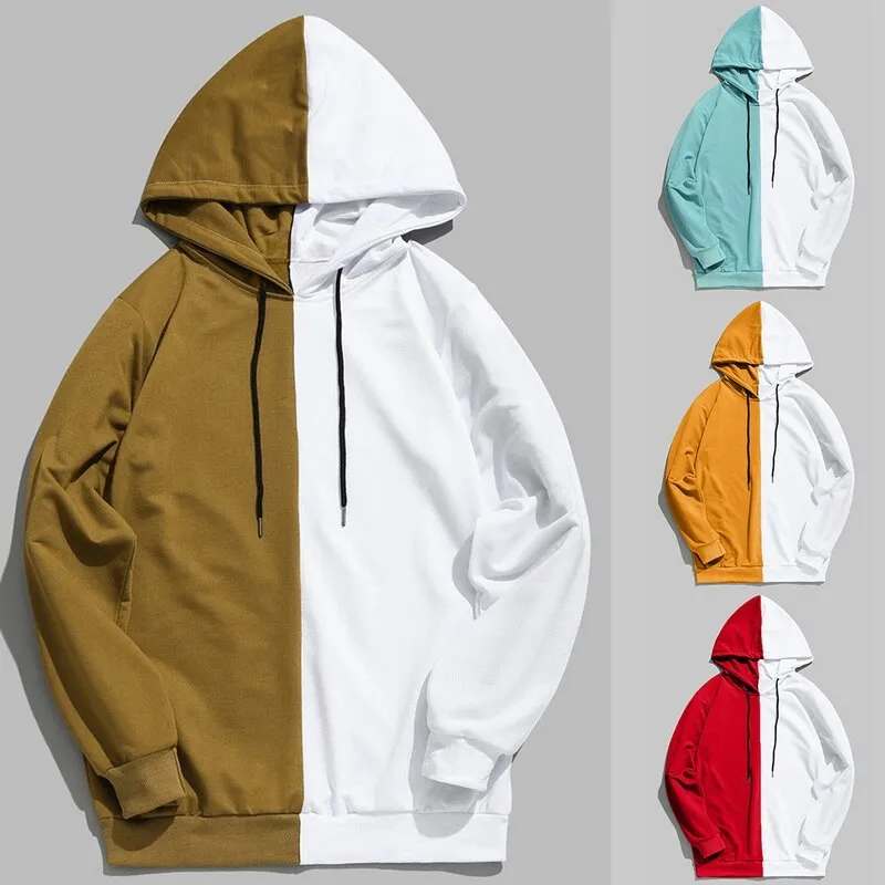 Cool Hoodies Men Patchwork Top Cloth