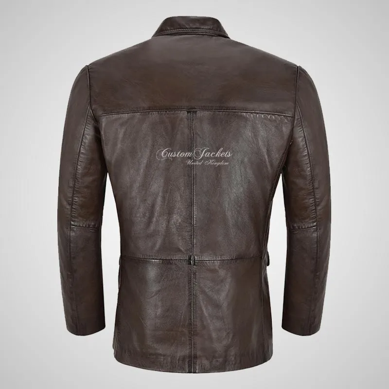 CORBIN Two Button Leather Blazer For Men