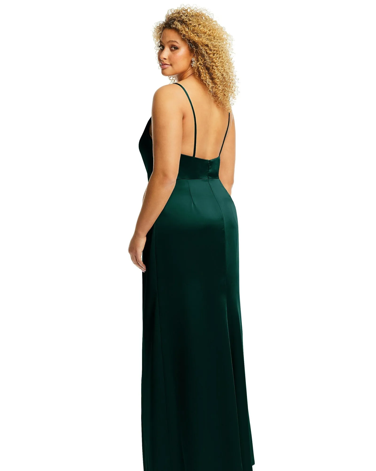 Cowl-Neck Draped Wrap Maxi Dress with Front Slit | Evergreen