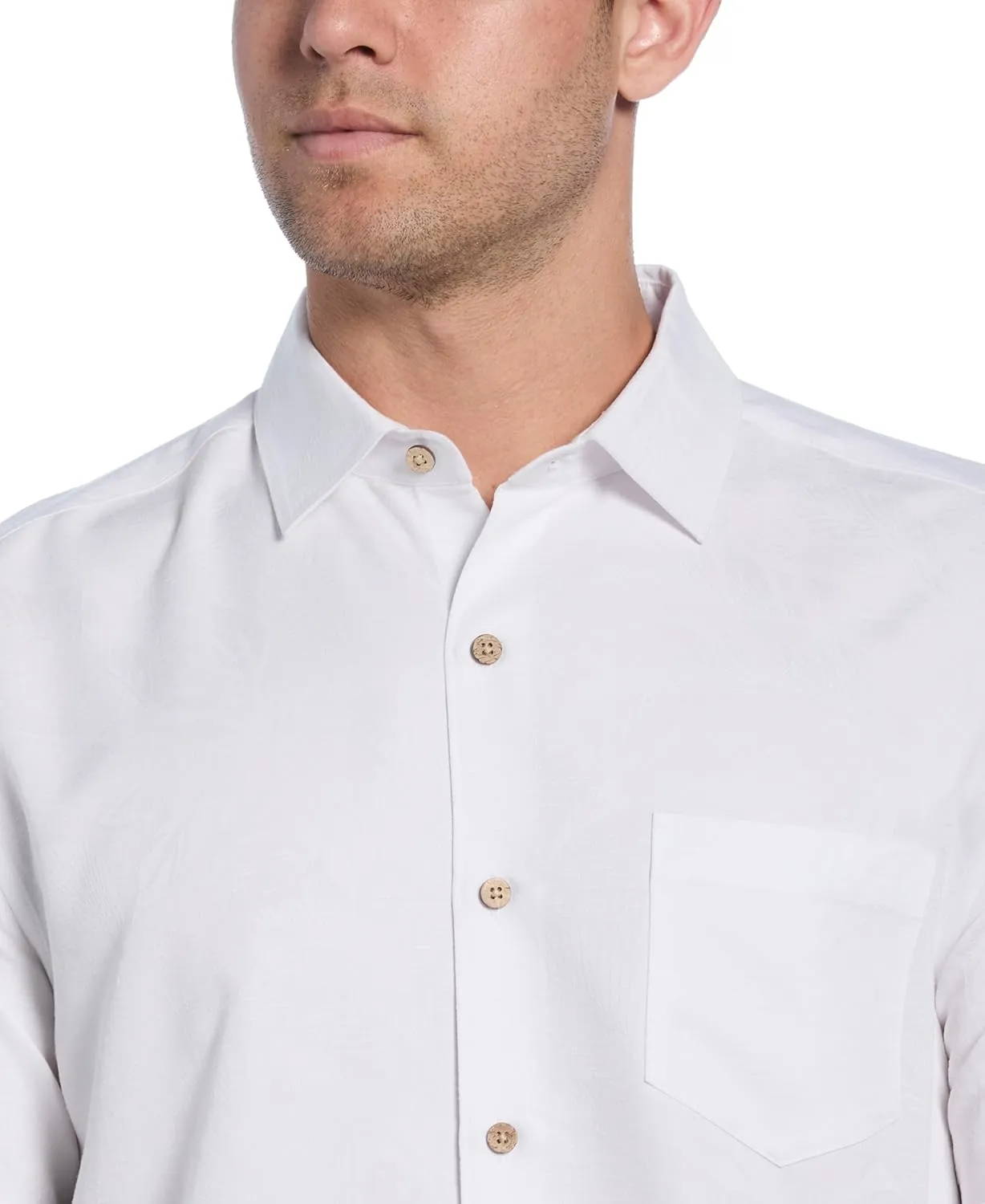 Cubavera Men's Two-Tone One Pocket Floral Print Short Sleeve Button-Down Shirt