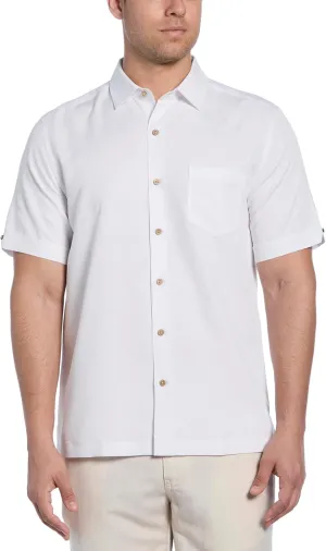 Cubavera Men's Two-Tone One Pocket Floral Print Short Sleeve Button-Down Shirt