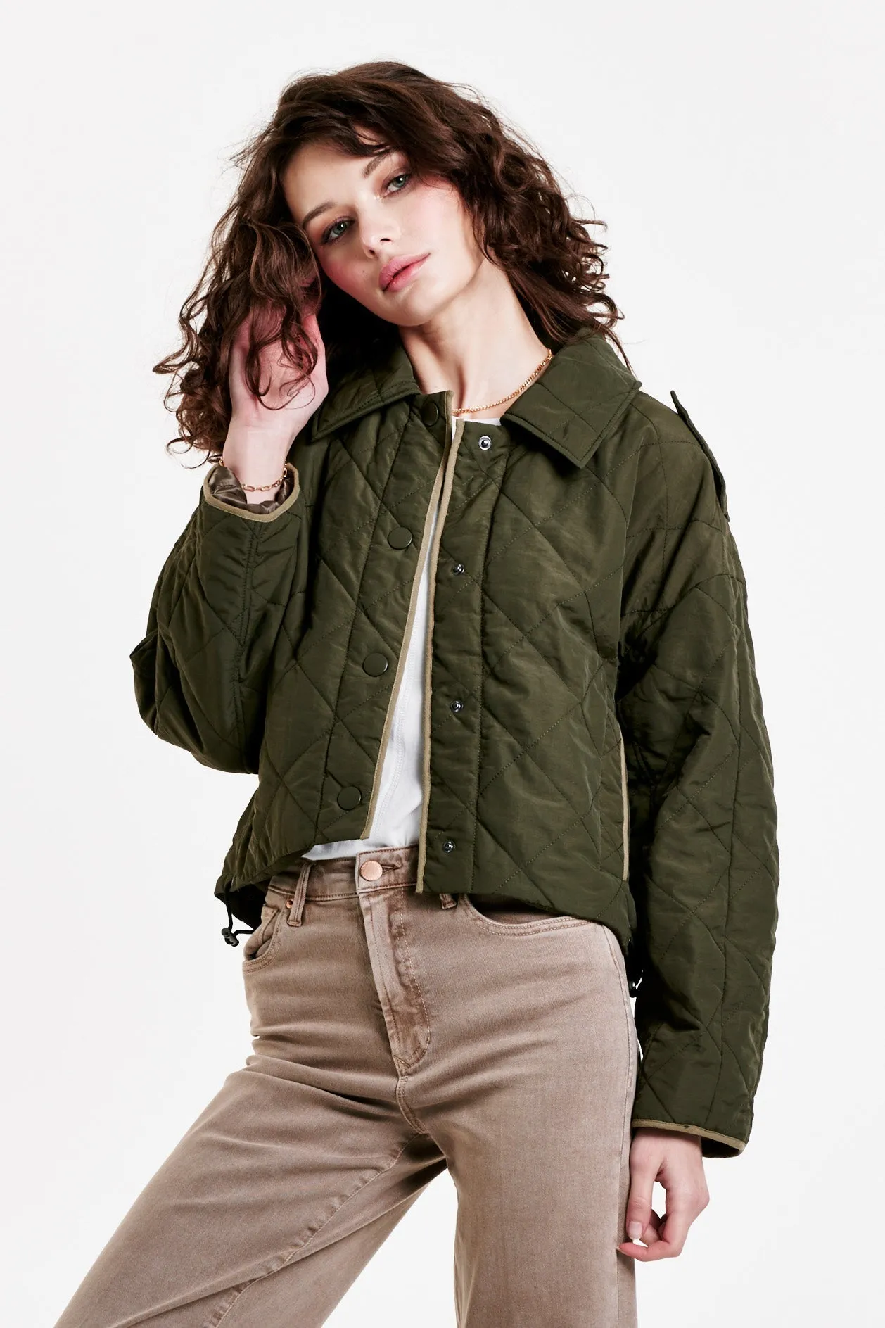 DEENA QUILTED SHELL BOXY JACKET GRETNA