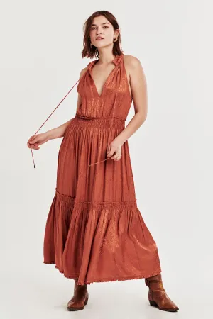 ESTHER HALTER TANK DRESS ORANGE WOOD
