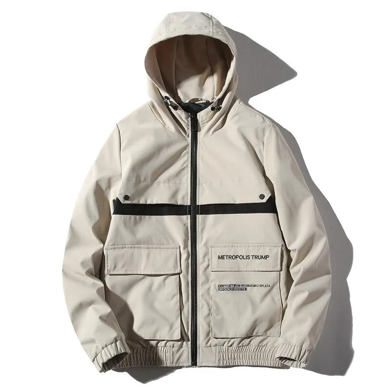 Fashion Casual Streetwear Hooded Men Jacket